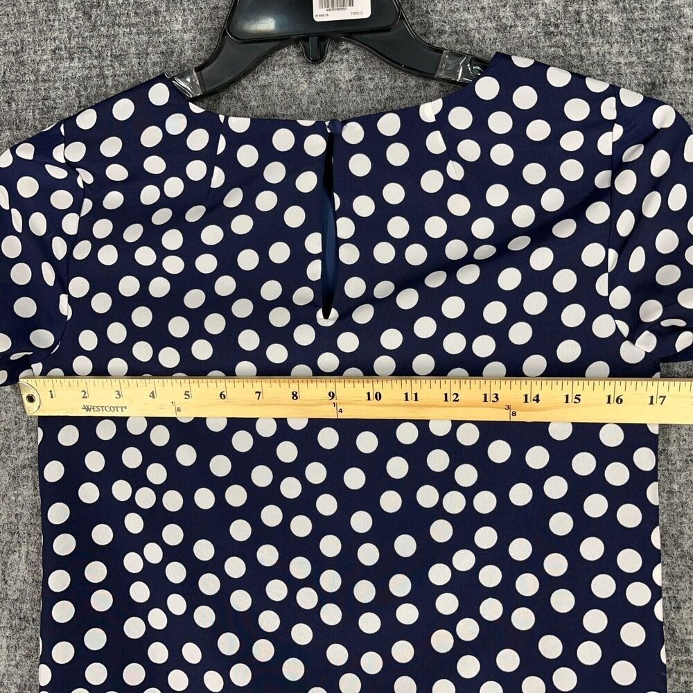 J Crew Polka Dot Shirt Dress Womens 00 Blue Lined Business Casual Cottage Chic - Picture 9 of 12